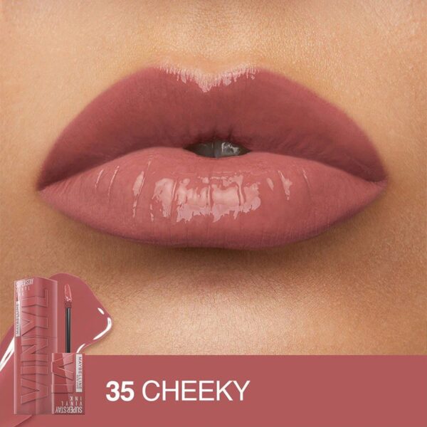 رژ لب مایع براق میبلین سوپر استی مدل VINYL INK شماره 35 رنگ CHEEKY